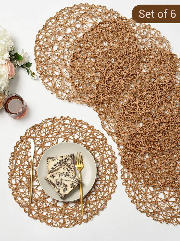 6 Pieces Textured Round Shape Table Placemats