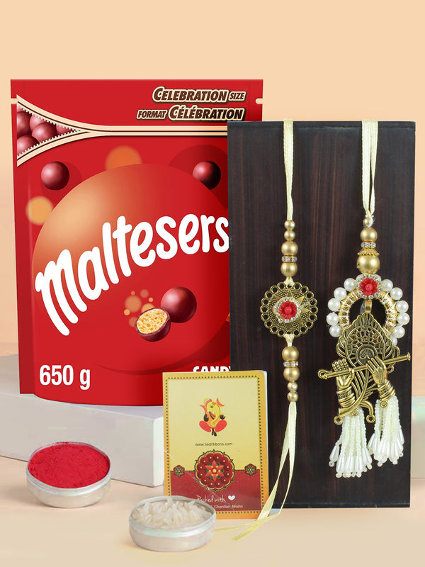 Blissful Treats Bhaiya Bhabhi Rakhi With MALTESERS, Milk Chocolate