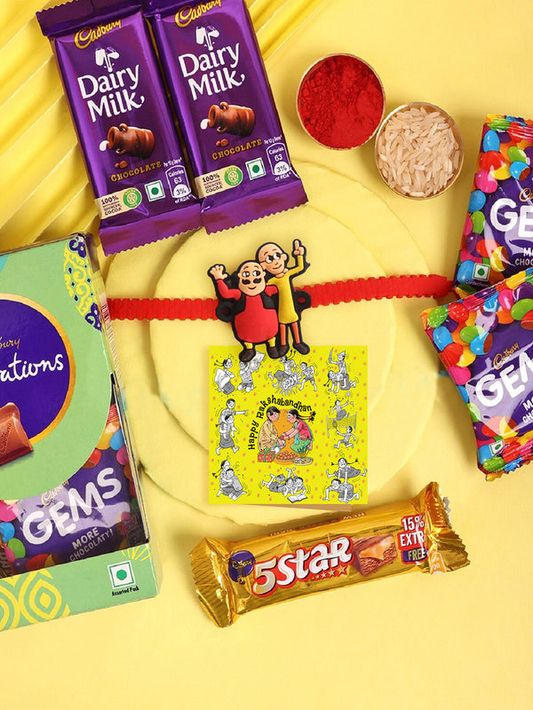 Kids Motu Patlu Rakhi With Chocolate Gift Set