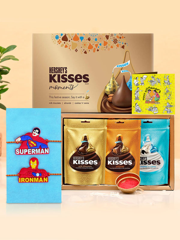 Rakhi for Kids with Gift - Set of 2 Kids Rakhi with Hershey's Kisses Chocolate Pack