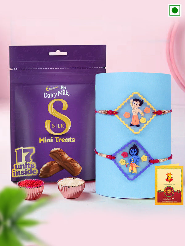 Rakhi Gift for Kids with Chocolates - Cartoon Superhero Rakhi Set of 2