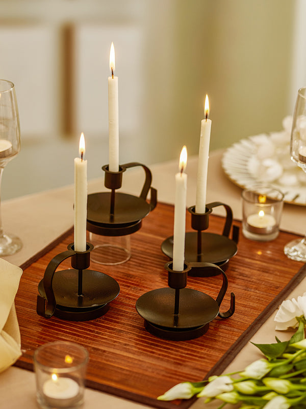 Set of 4 Black Tea Light Candle Holder