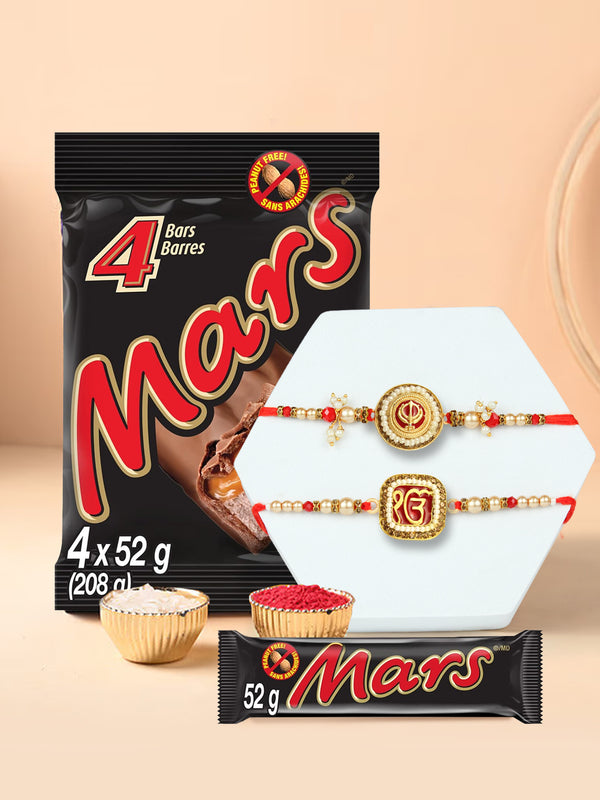 Set of 2 Designer Rakhi With MARS, Peanut Free Chocolate Candy Bar