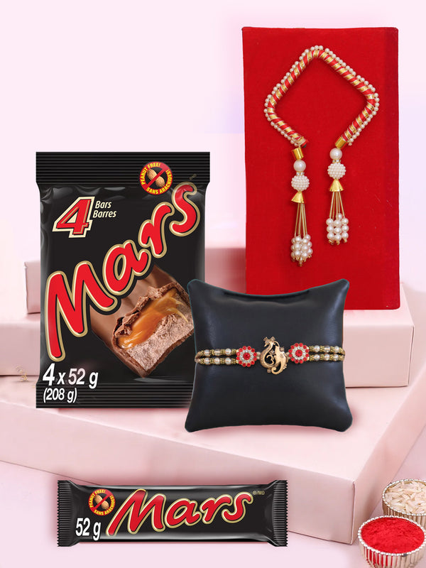 Designer Rakhi For Bhaiya Bhabhi With MARS, Peanut Free Chocolate Candy Bar