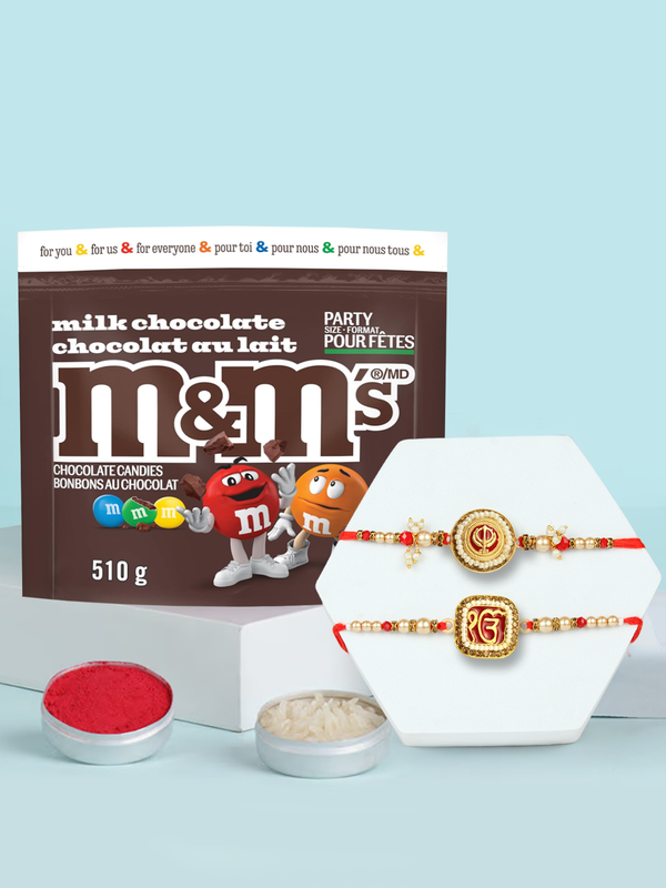 Special Vibrant Punjabi Rakhi - Set Of 2 With M&M'S, Milk Chocolate Candies