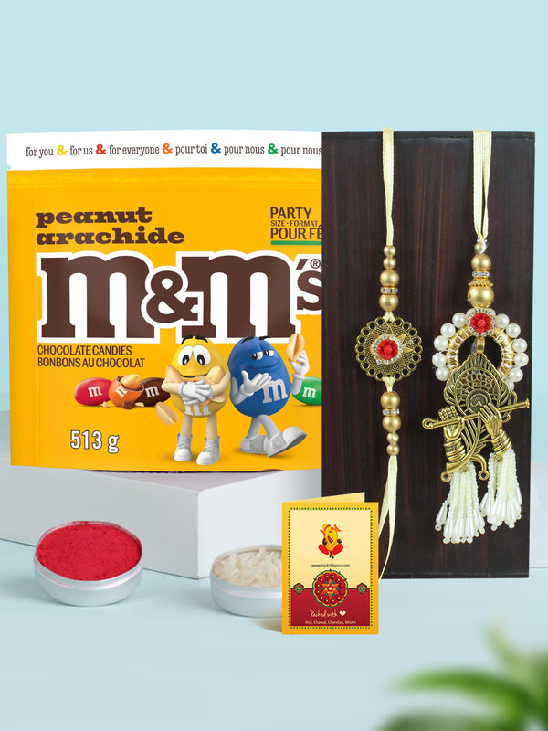 Traditional Bhaiya Bhabhi Rakhi Set With M&M'S, Peanut Milk Chocolate Candies