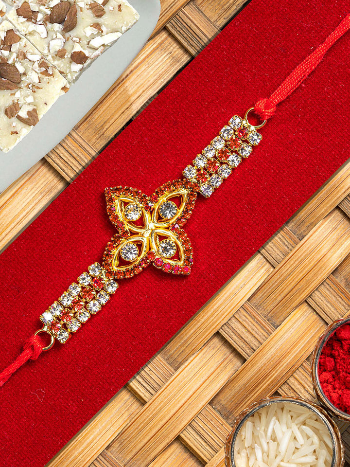 Raksha Bandhan Diamond Rakhi, Rakhi Card and Roli Chawal Tika Packet