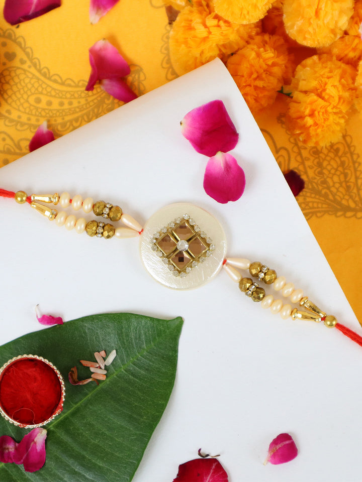 Designer Single Rakhi Comes with Rakhi Card & Roli Chawal Tika