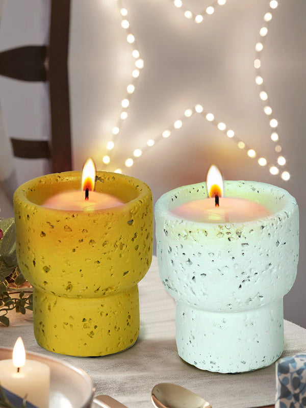 Pack of 2 Lavender Scented Candle for Diwali (Yellow and White)