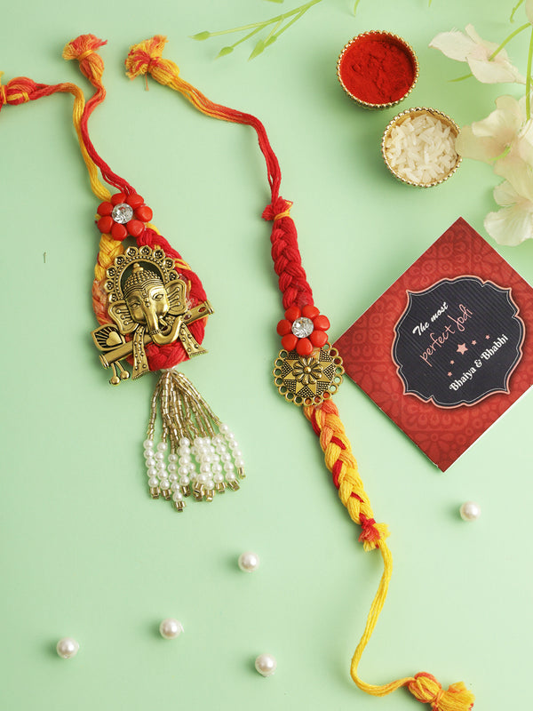 Brother and Bhabhi Rakhi Set for Bhaiya-Bhabhi with Rakhi Card and Roli Chawal