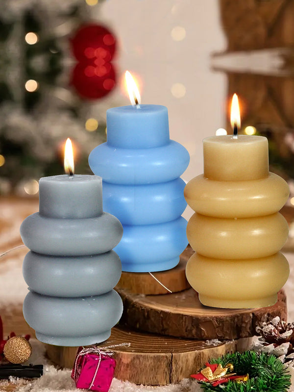 Set of 3 Pillar Diwali Yellow Berries Scented Candles