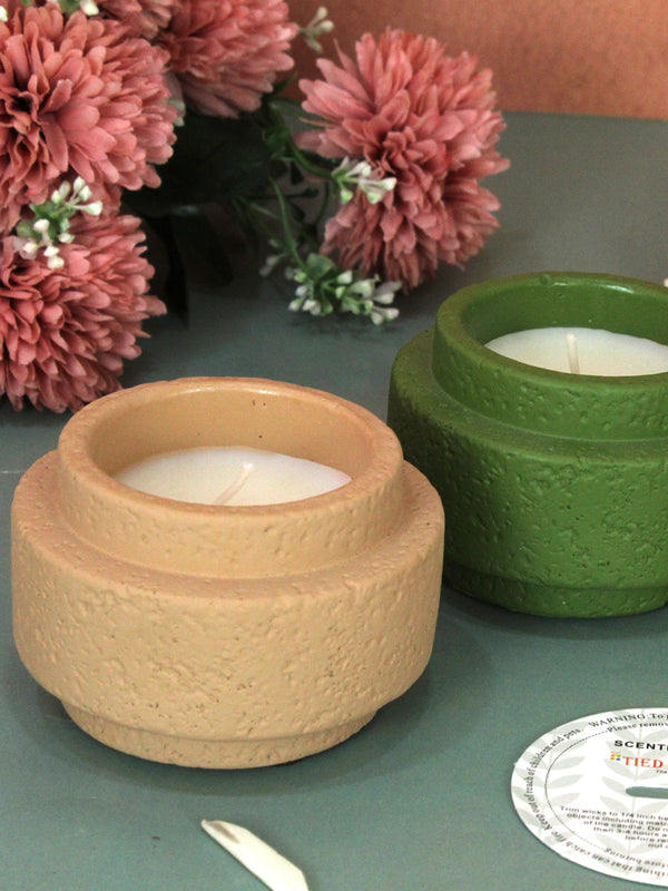 Set of 2 Diwali Candle for Home Lavender Scented Diwali Cup Candles Green and Cream