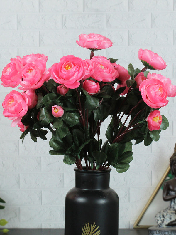 Pink Artificial Rose Peony Flowers Bunch Sticks (Pot not Included)