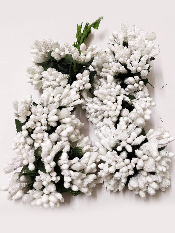 White & Green 12-Pieces Pollen Flowers Bunch