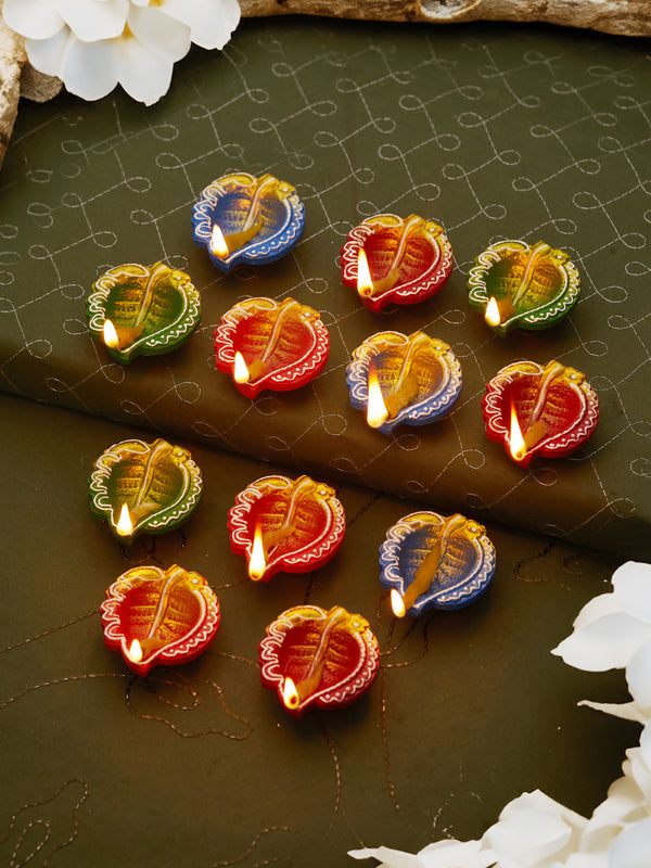 Sparkling Heritage Exquisite Clay Diyas for Diwali Festivial - Set of 12