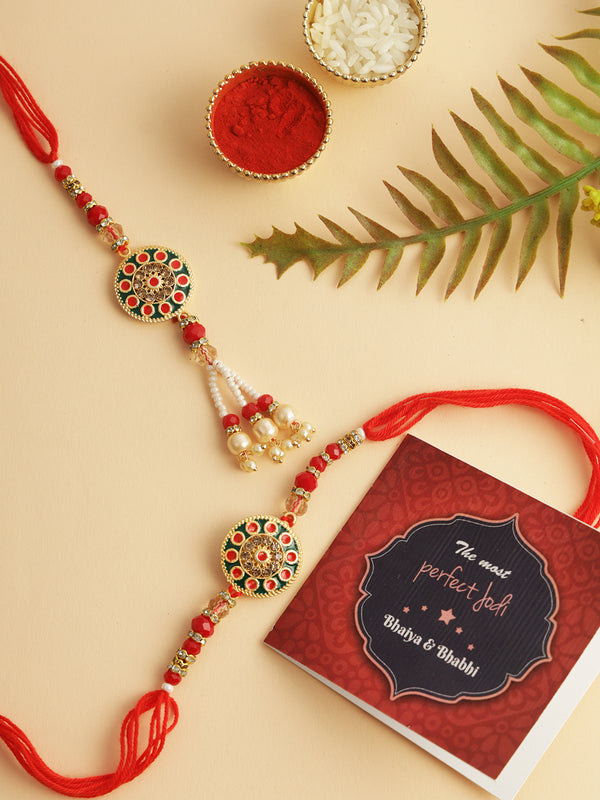 Brother and Bhabhi Rakhi Set for Bhai Bhabhi Rakhi for Bhaiya Bhabhi with Gift