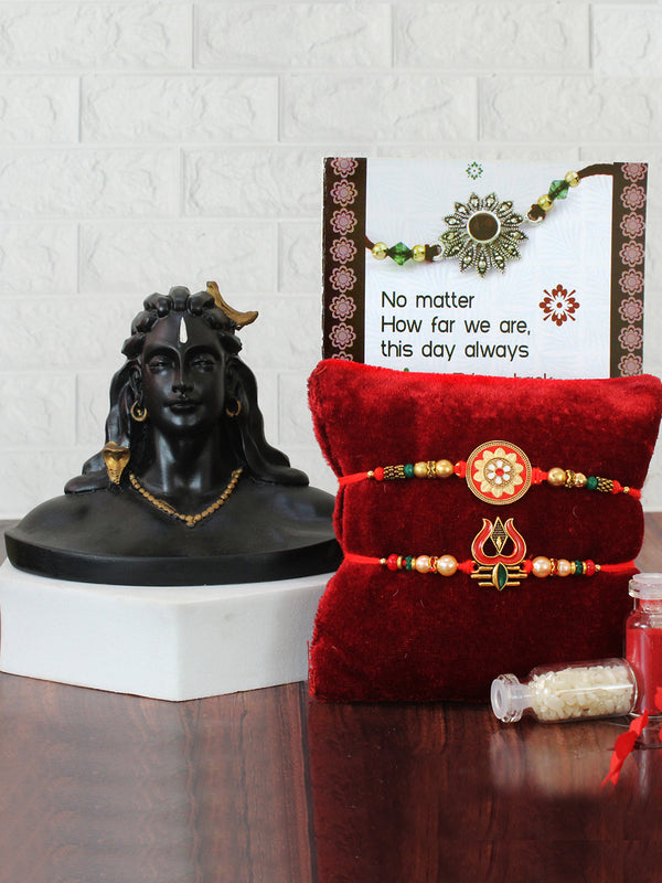 Rakhi for Brother with Gift Set Bhai Rakhi Set for Brother with Adiyogi Figurine