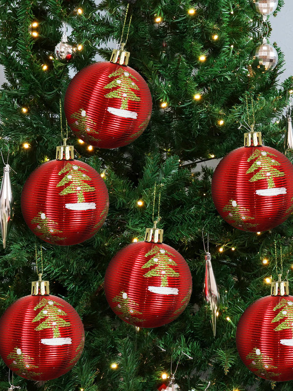 6-Pcs Christmas Tree Decoration Red Balls