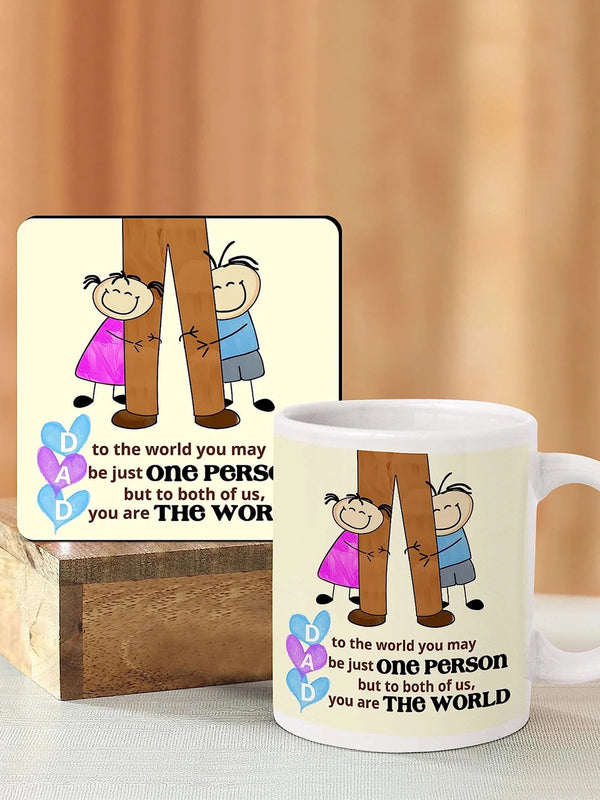 Fathers Day Gift Ceramic Coffee Mug (325 ml) with Coaster Set