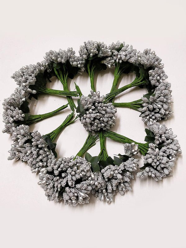 White & Green 12 Pieces Pollen Flowers Bunch