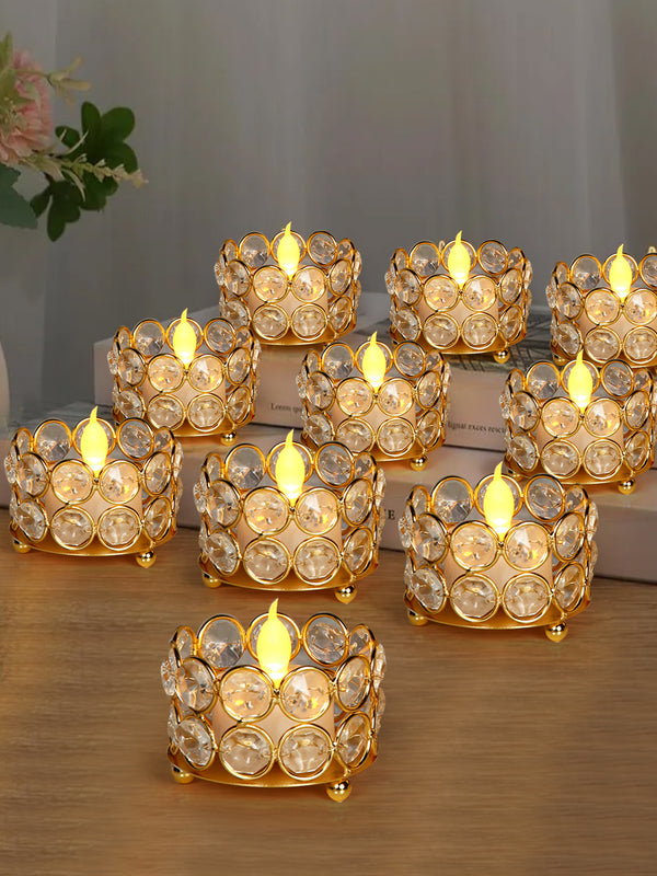 Set of 10 Decorative Crystal Tea Light Candle