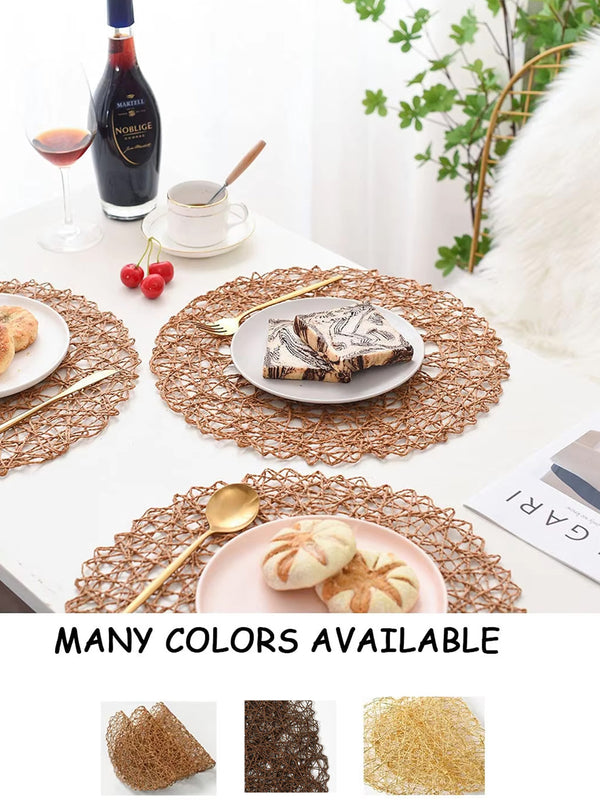 4 Pcs Textured Round Shape Table Placemats