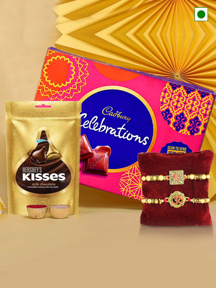 Set of 2 Premium Rakhi with Chocolate Combo | Rakhi Card & Roli Chawal