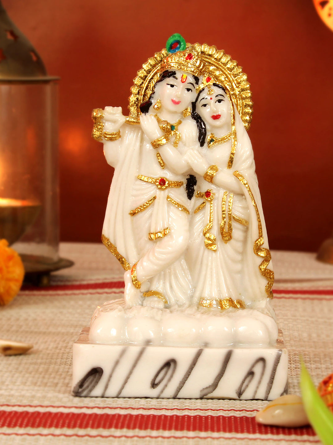 White Box White Box Oxidised Metal Lotus Lord Krishna Idol With Flute Puja  Vastu Spiritual Showpiece For Home Pooja Decor Gift Item (6 inch, Silver)  Decorative Showpiece - 16 cm Price in