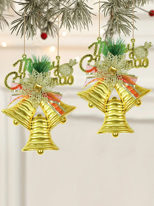 Set of 2 Merry Christmas Gold Bell