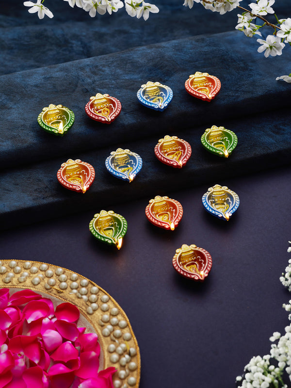 Hand-Painted Clay Diyas Illuminating Celebrations - Pack of 12