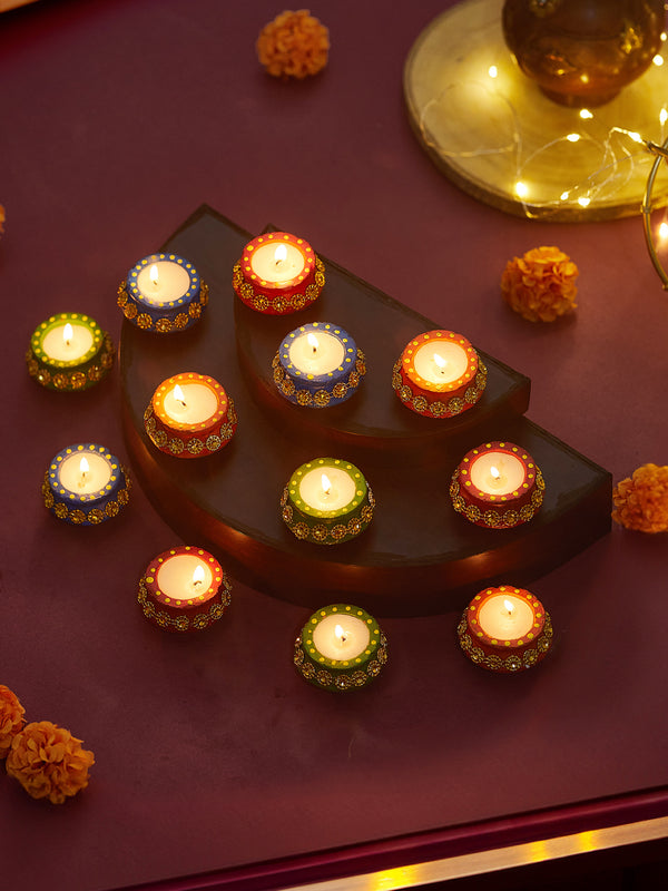 Set of 12 Diwali Diya Handmade Earthen Clay Wax Diyas