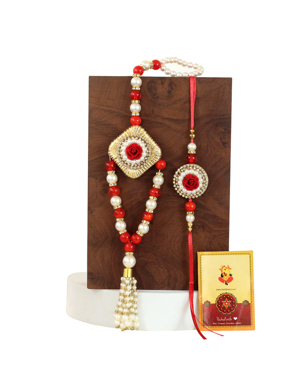 Rakhi for Brother and Bhabhi Rakhi Set with Rakhi Card and Roli Chawal Tika