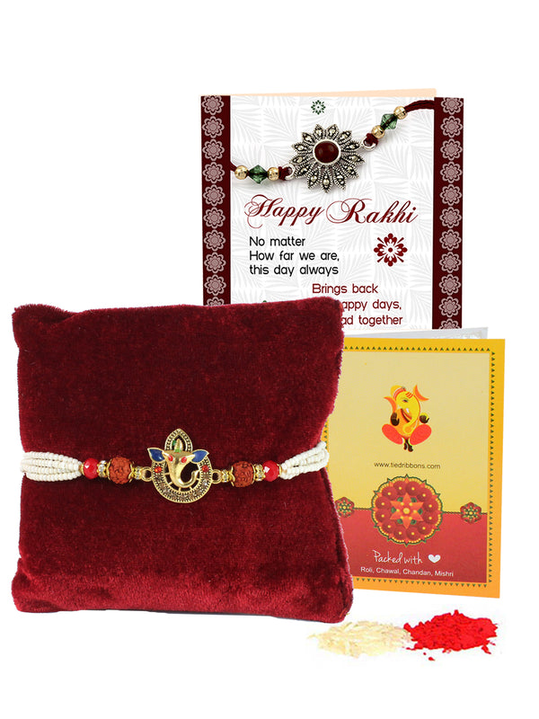 Raksha Bandhan Rakhi for Brother Rakhi for Bhaiya Bro Rakhi with Mini Card and Roli Chawal Tika