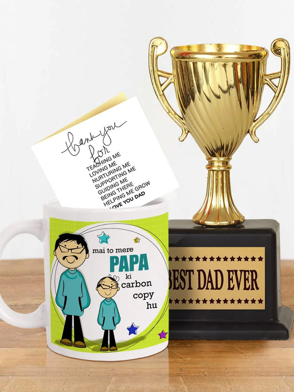 Gift for Father Dad on Fathers Day Printed Tea Coffee Mug with Greeting Card