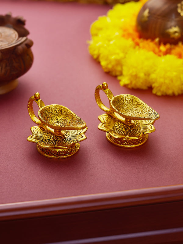 Pack of 2 Metal Diyas for Pooja | Diwali Diya for Home