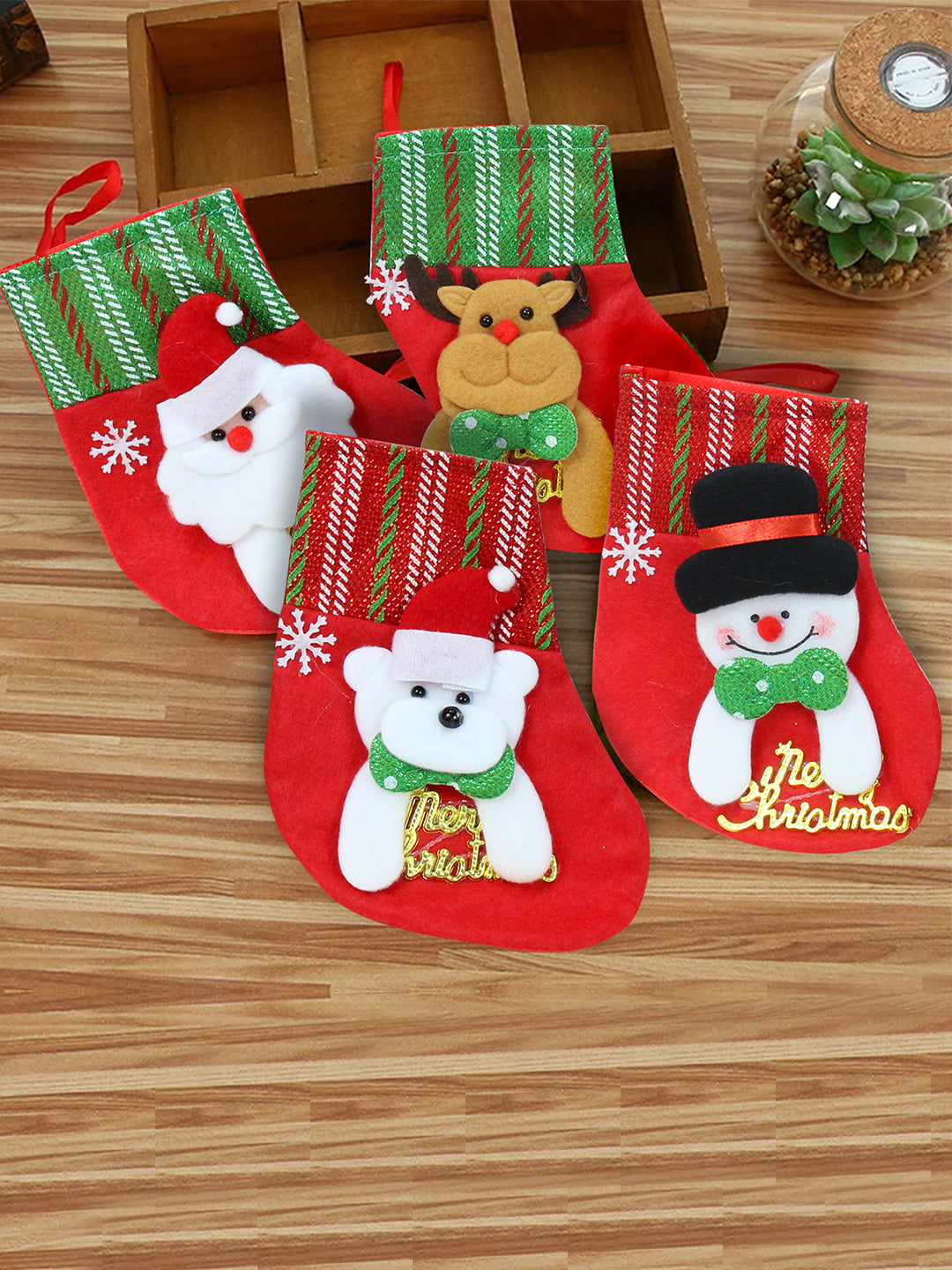 Buy | Set of 4 Christmas Stockings Xmas Fireplace Socks Candy Gift Bag ...