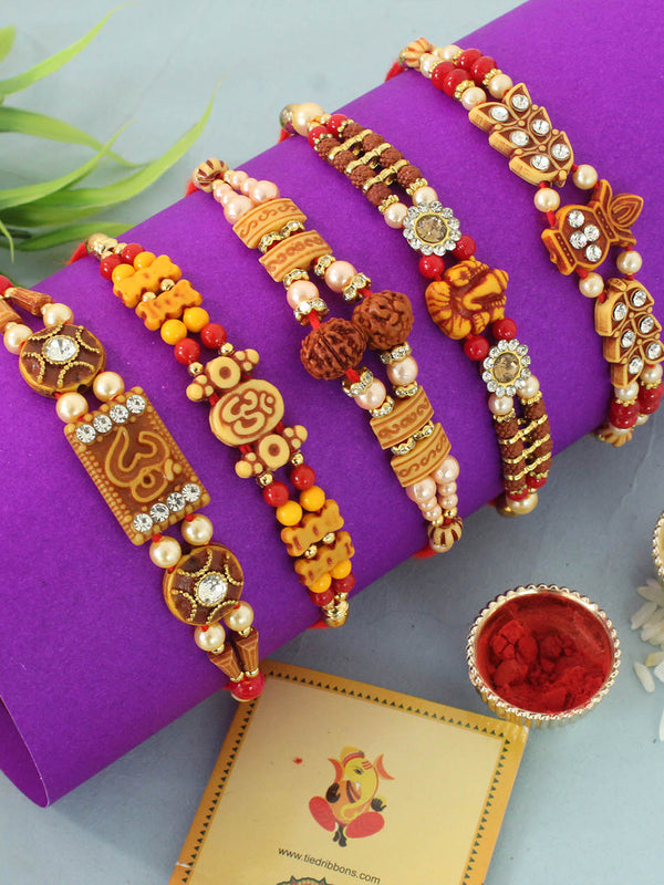 Premium Rakhi Set of 5 for Brother | Rakhi Card | Roli Chawal Tika