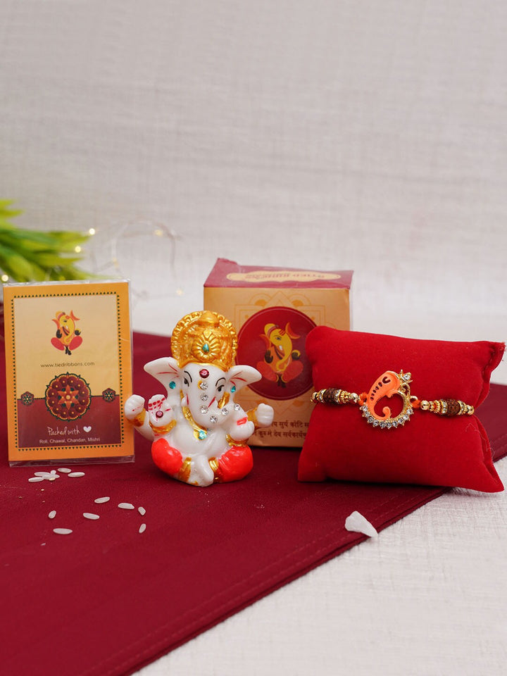 Ganesha Rakhi  with Gift Set (Mini Ganesha)