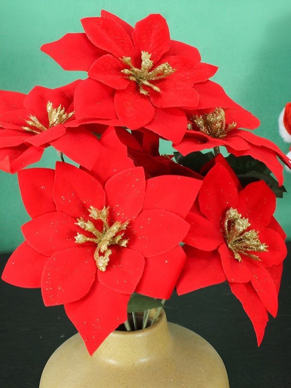 Red 2 Pieces Poinsettia Artificial Flower