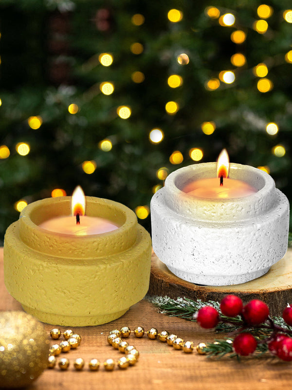 Set of 2 Diwali Candle for Home Lavender Scented Diwali Cup Candles Yellow and White