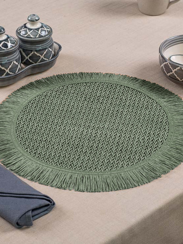 Dining Mats Table Mats Cotton Heat-Resistant (Set of 4 Olive Green)