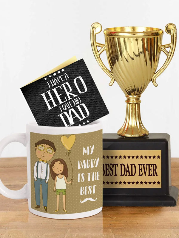 Fathers Day Gift for Dad Printed Mug with Trophy Award Gifts for Father Papa Daddy