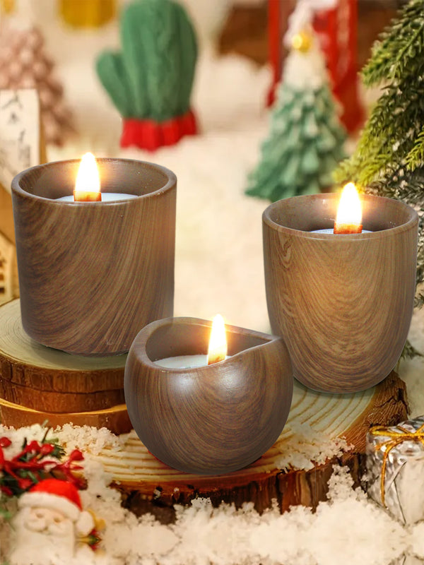 Set of 3 Decorative Sandalwood Scented Candles