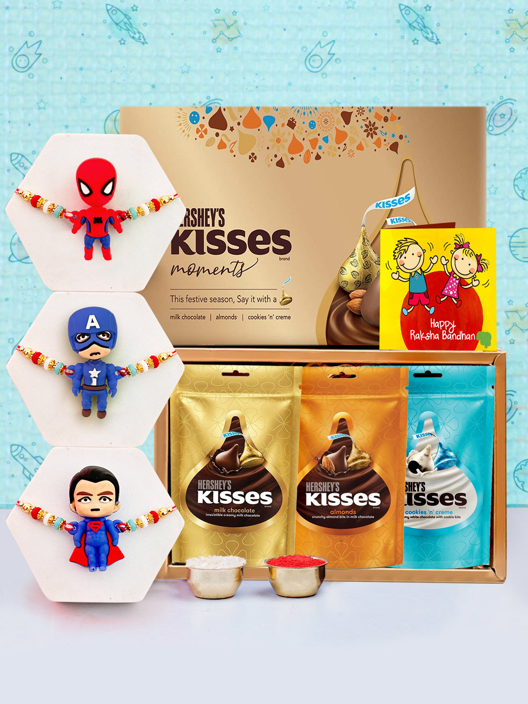 Buy | Rakhi for Kids with Chocolates Gift Pack - Set of 3 Premium Kids ...