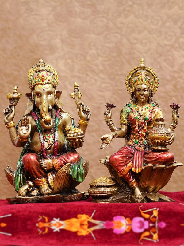 Polyresin Laxmi Ganesh Pair Murti Idol