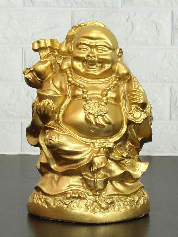 Gold-Toned Laughing Buddha Figurine Showpiece