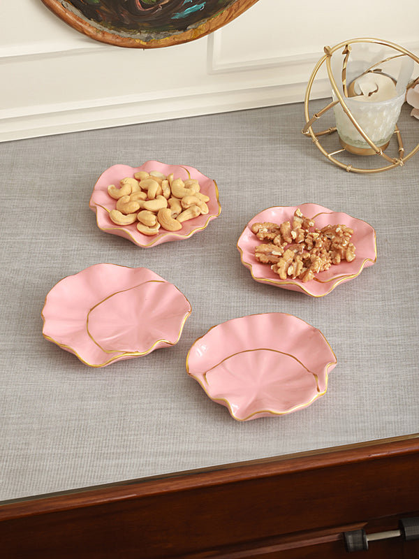 Pink Gold Toned 4 Pieces Textured Serving Platters