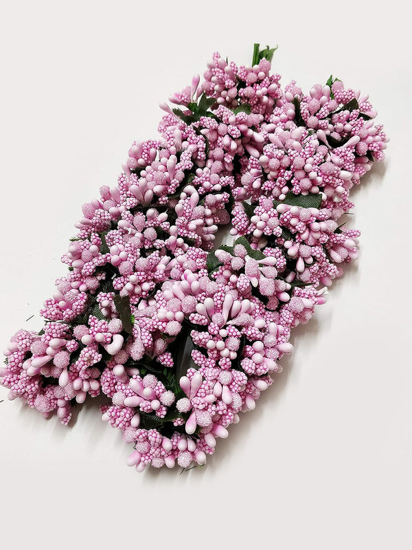 Pink & Green 12-Pieces Pollen Flowers Bunch