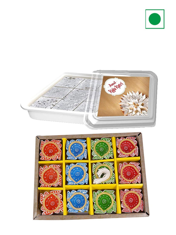 Pack of 13 Diya & Sweets Gifts Combo