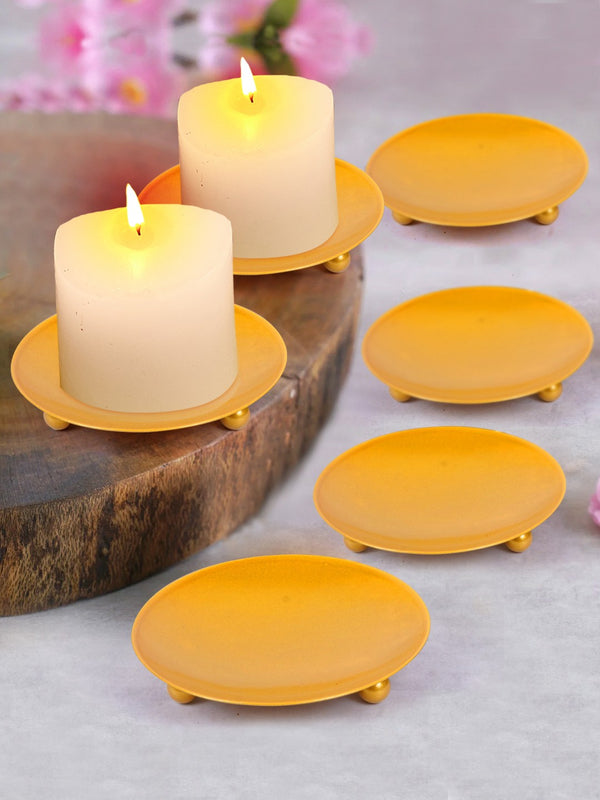 Gold-Toned 6 Pieces Candle Holder Plate Stand